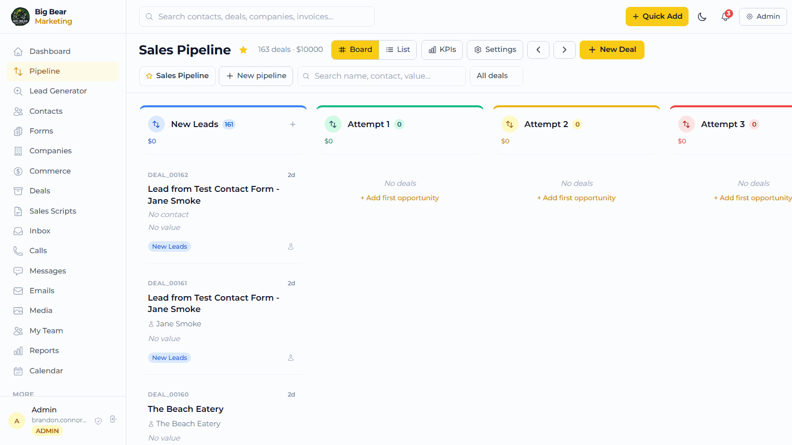 Kanban pipeline screenshot